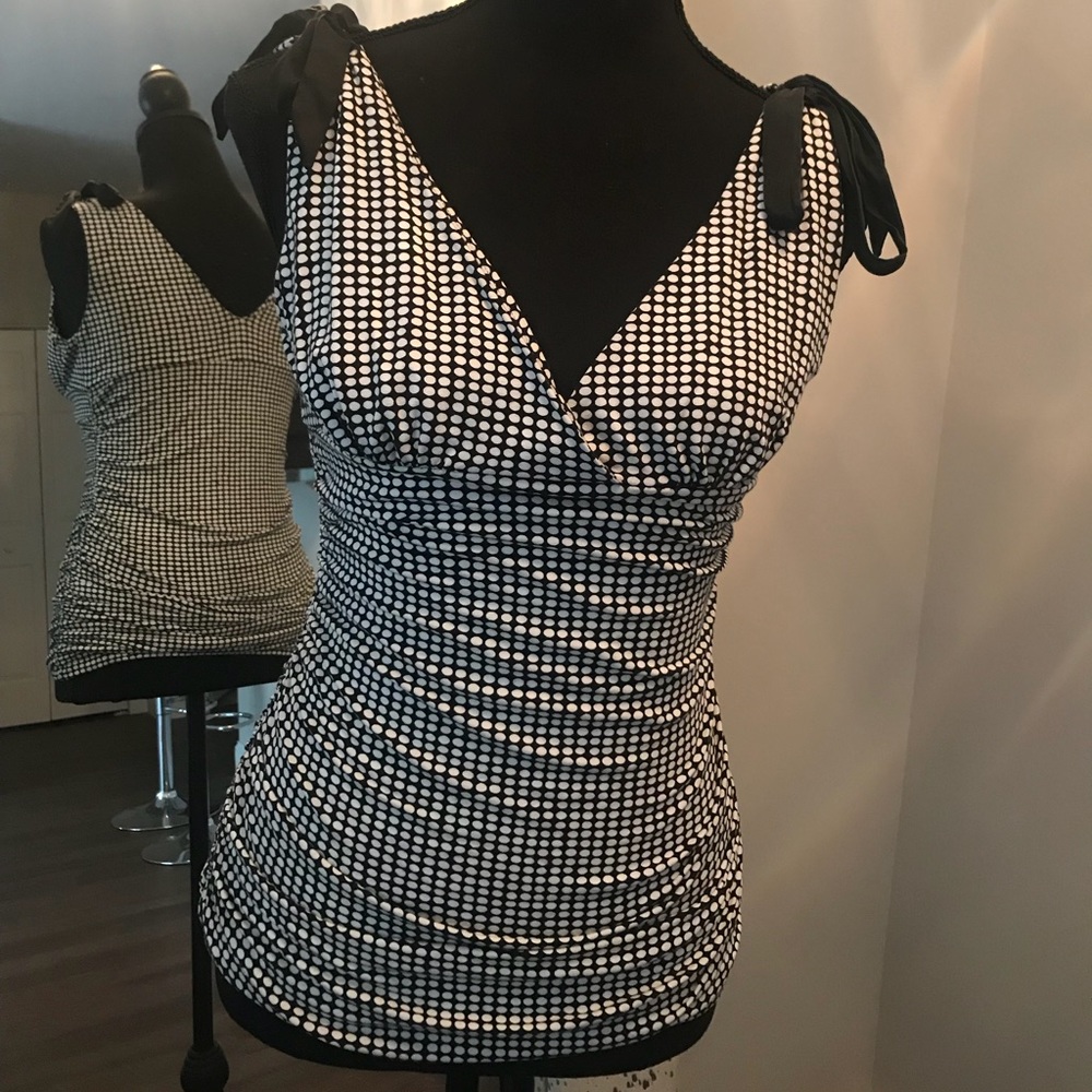 BEBE. Black & white polka dot top